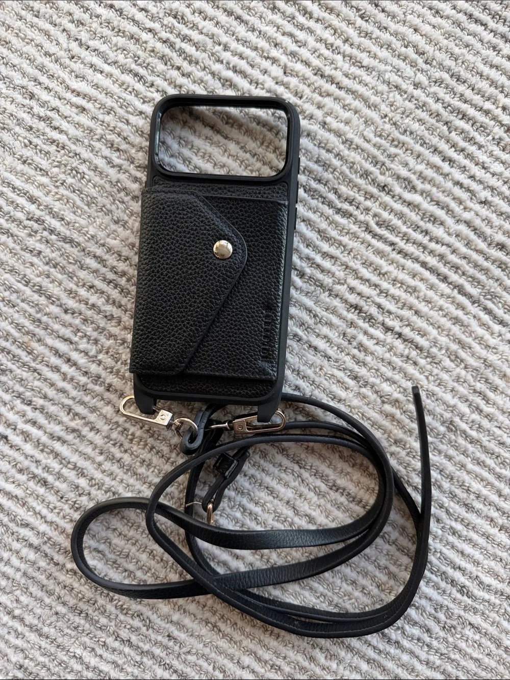 Black Cell Phone Crossbody Case with Strap